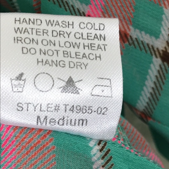 Poema Sheer Plaid High Low Hem Collar V-neck Top - Picture 7 of 8